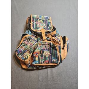 Large backpack Handmade Guatemalan Aztec Southwestern Bag Multiple Pockets